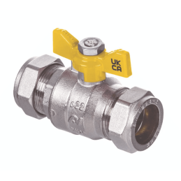 15mm x 22mm Gas Butterfly Ball Valve Yellow